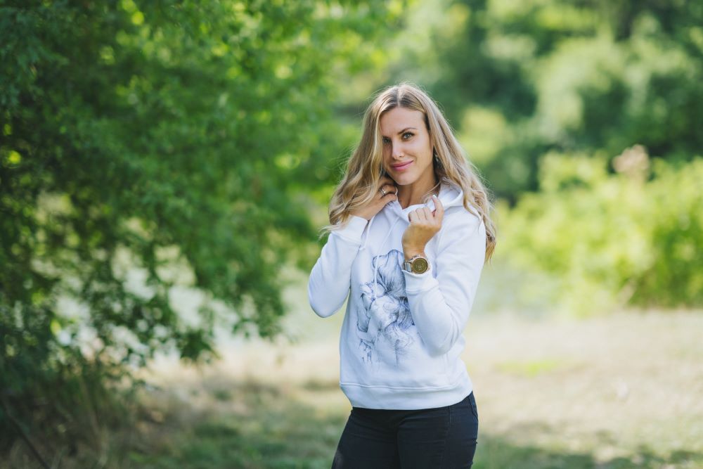 Dukserica za dojenje Monkey Mum® bijela - ljubeća mama