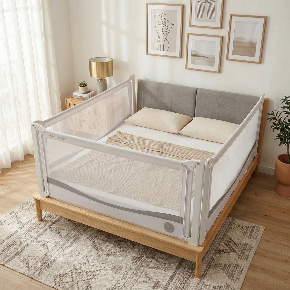 Zaštitna ograda za krevet Monkey Mum® Premium - svijetlosiva - rasprodaja