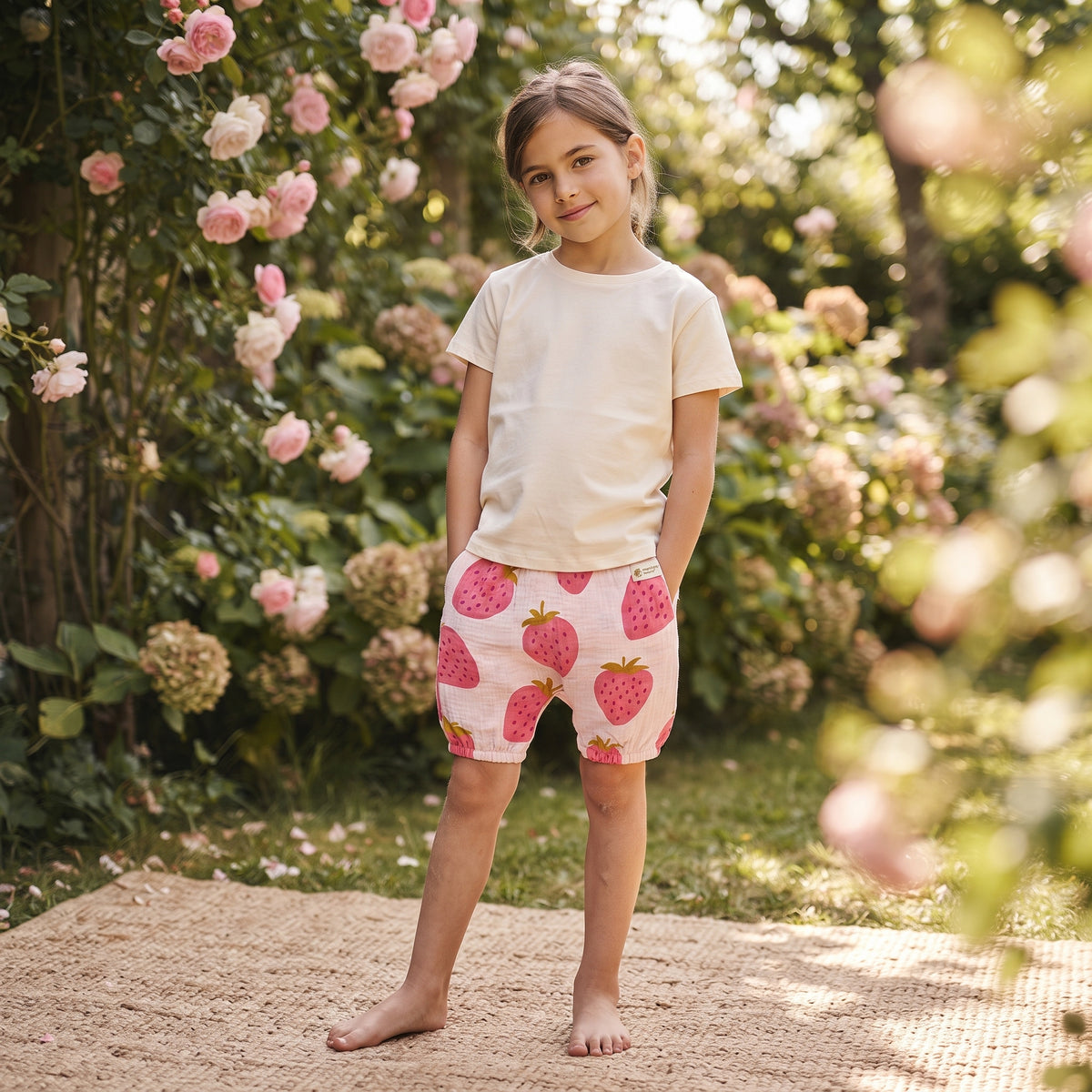 Monkey Mum® muslin shorts - Strawberry