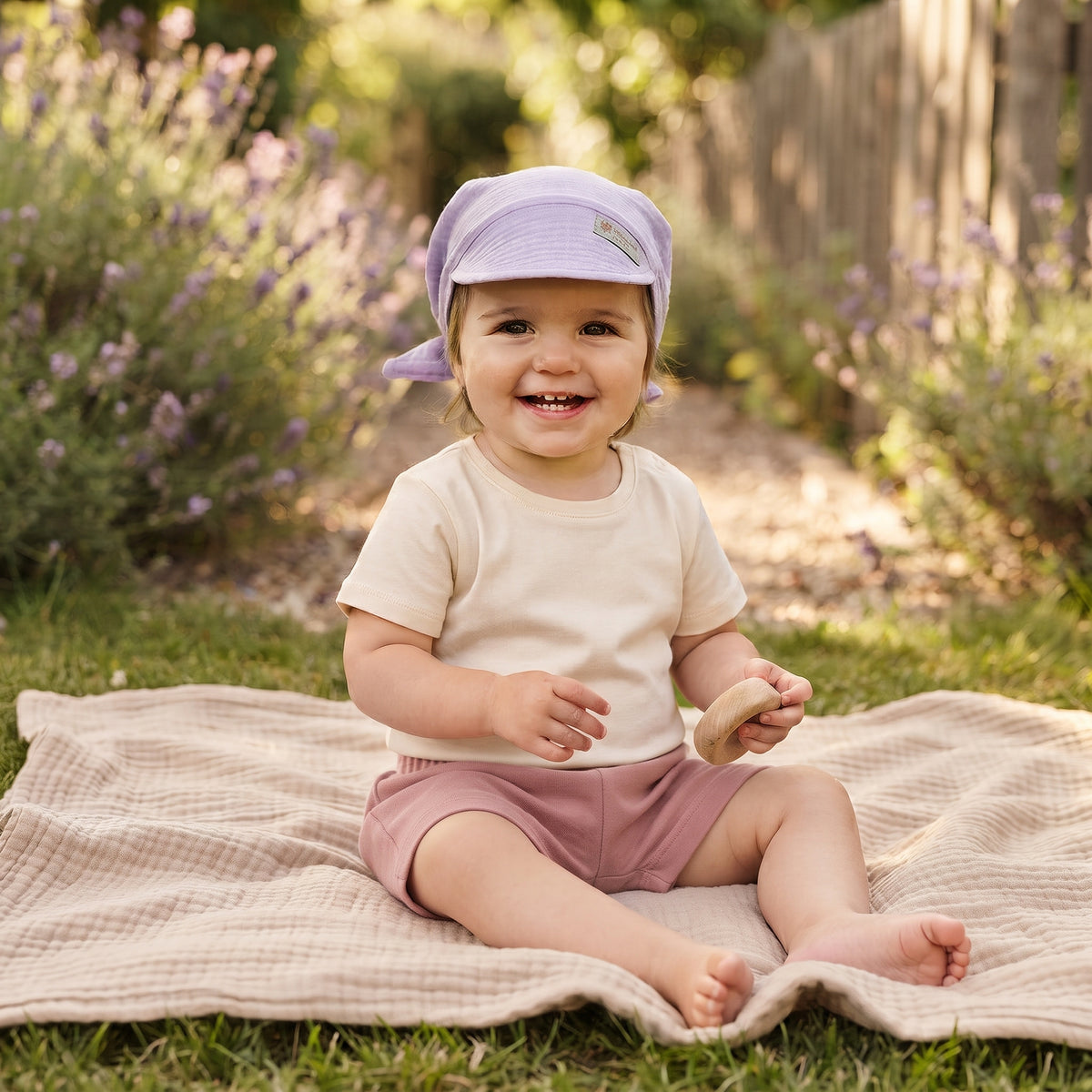 Monkey Mum® muslin scarf with visor - Violet