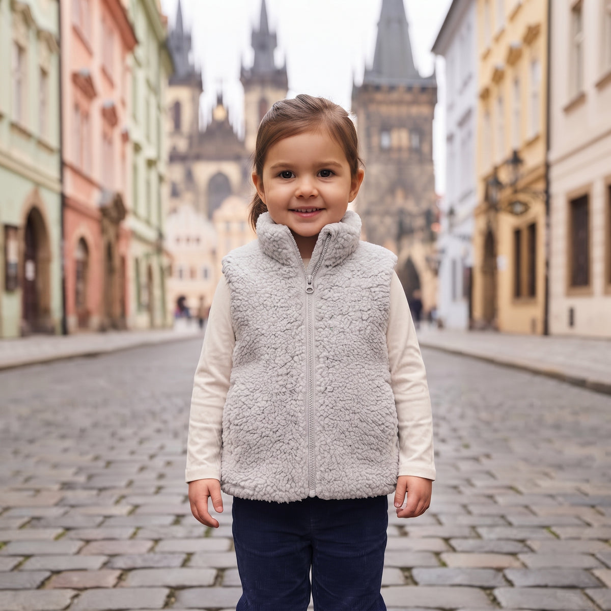 Monkey Mum® báránygyapjú mellény - Világosszürke