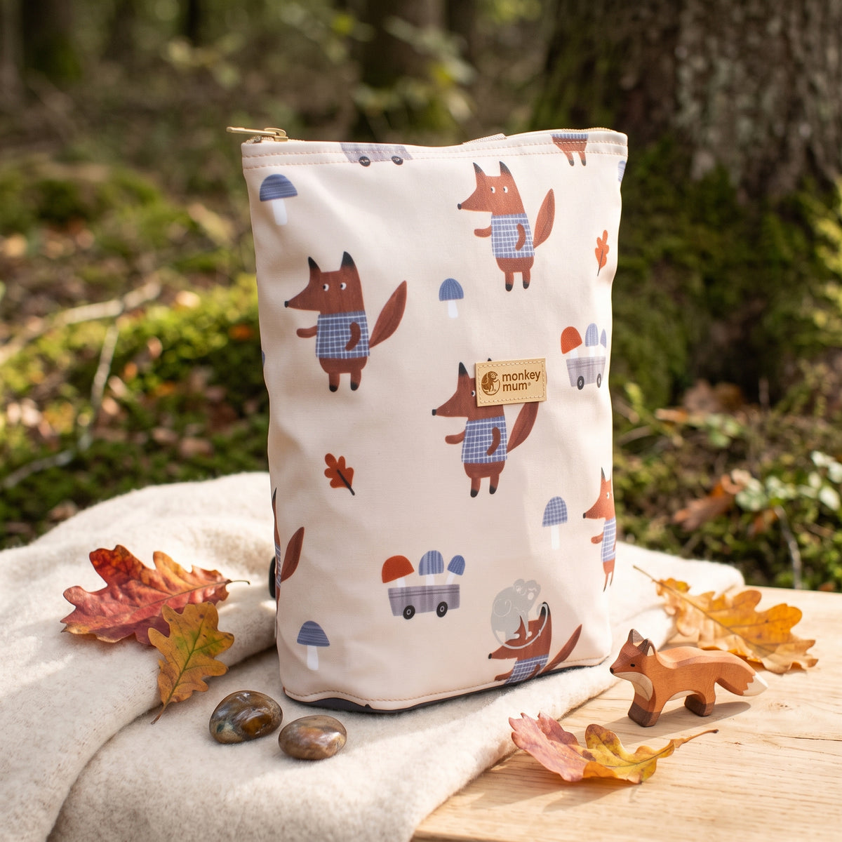Gyermek softshell hátizsák Monkey Mum® - Rókák a gombákon