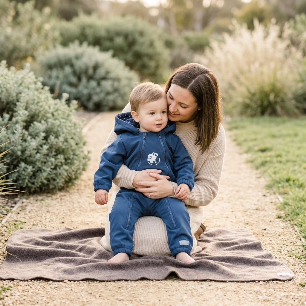 Monkey Mum® Softshell jumpsuit with membrane – Dinosaur Sky - size 62/68, 74/80