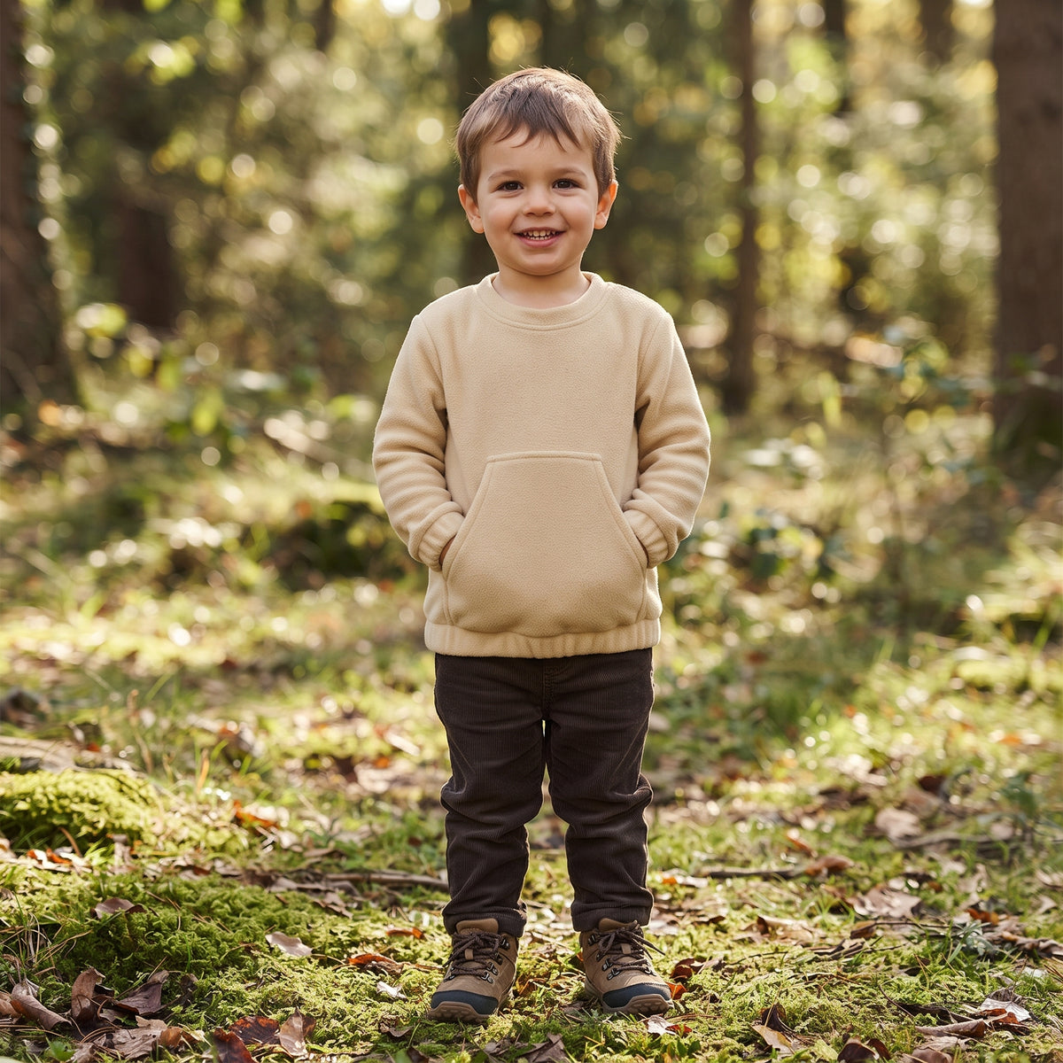 Monkey Mum® fleecetröja att dra över huvudet - Beige