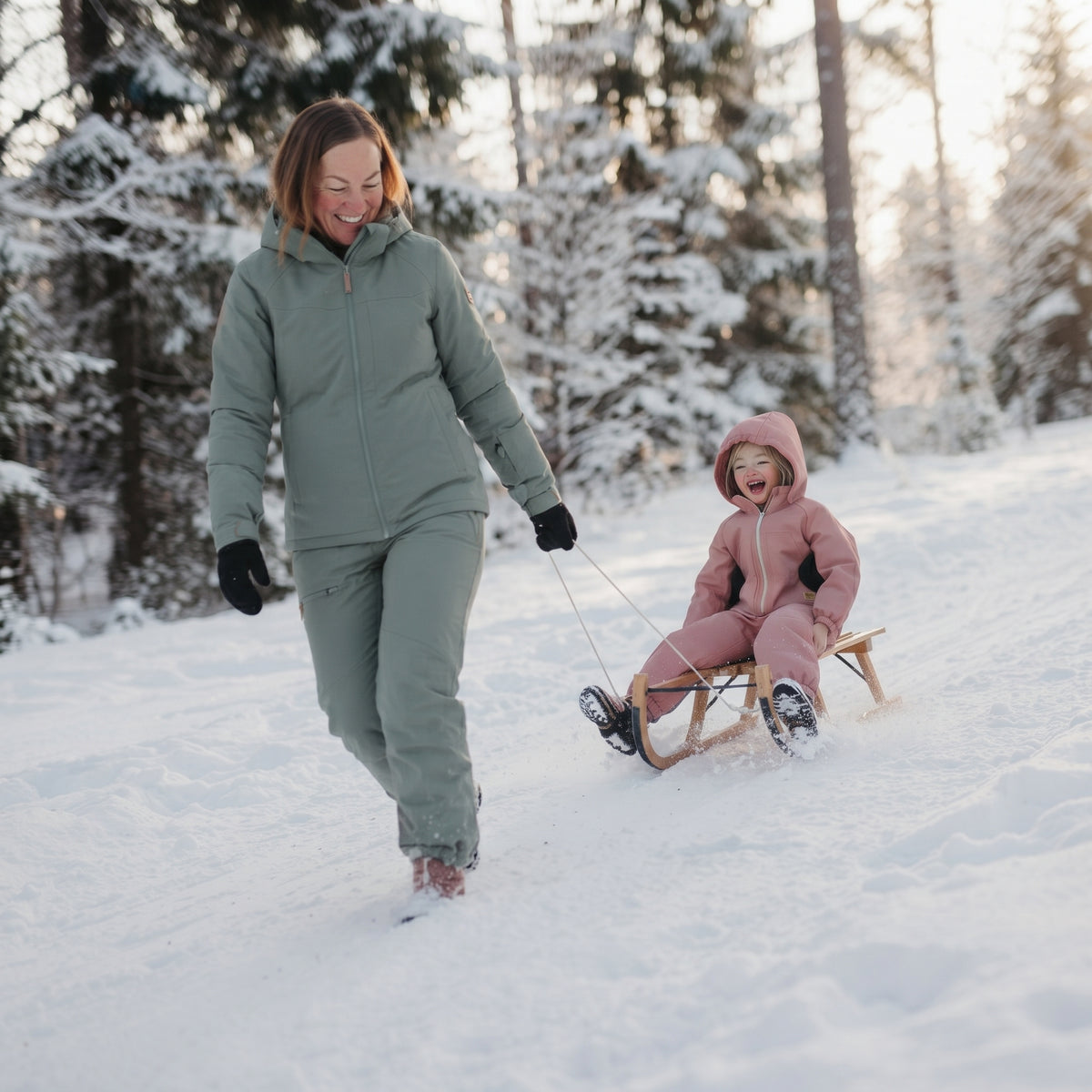 Monkey Mum® Barns vinter-softshelloverall med teddyfoder - Rosa får - stl. 98/104, 110/116