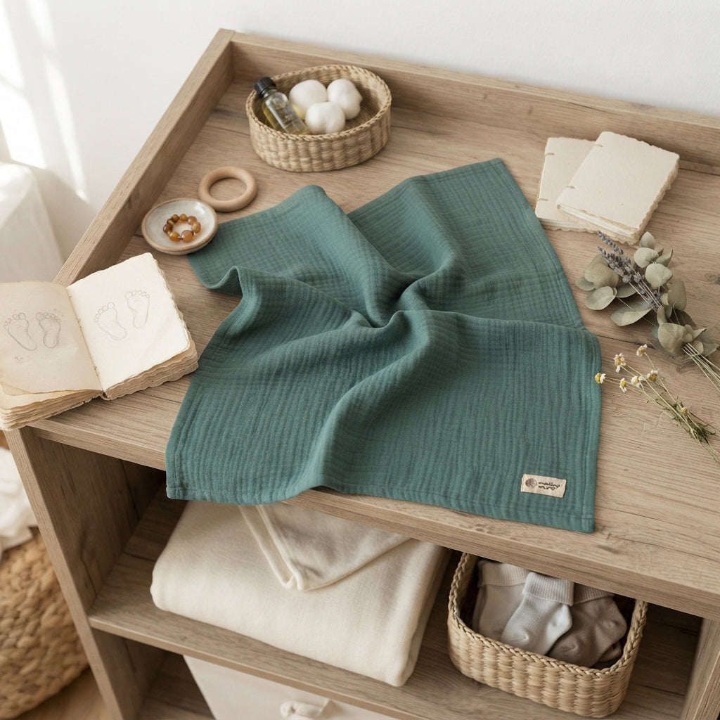 Monkey Mum® muslin diaper - Dark Green