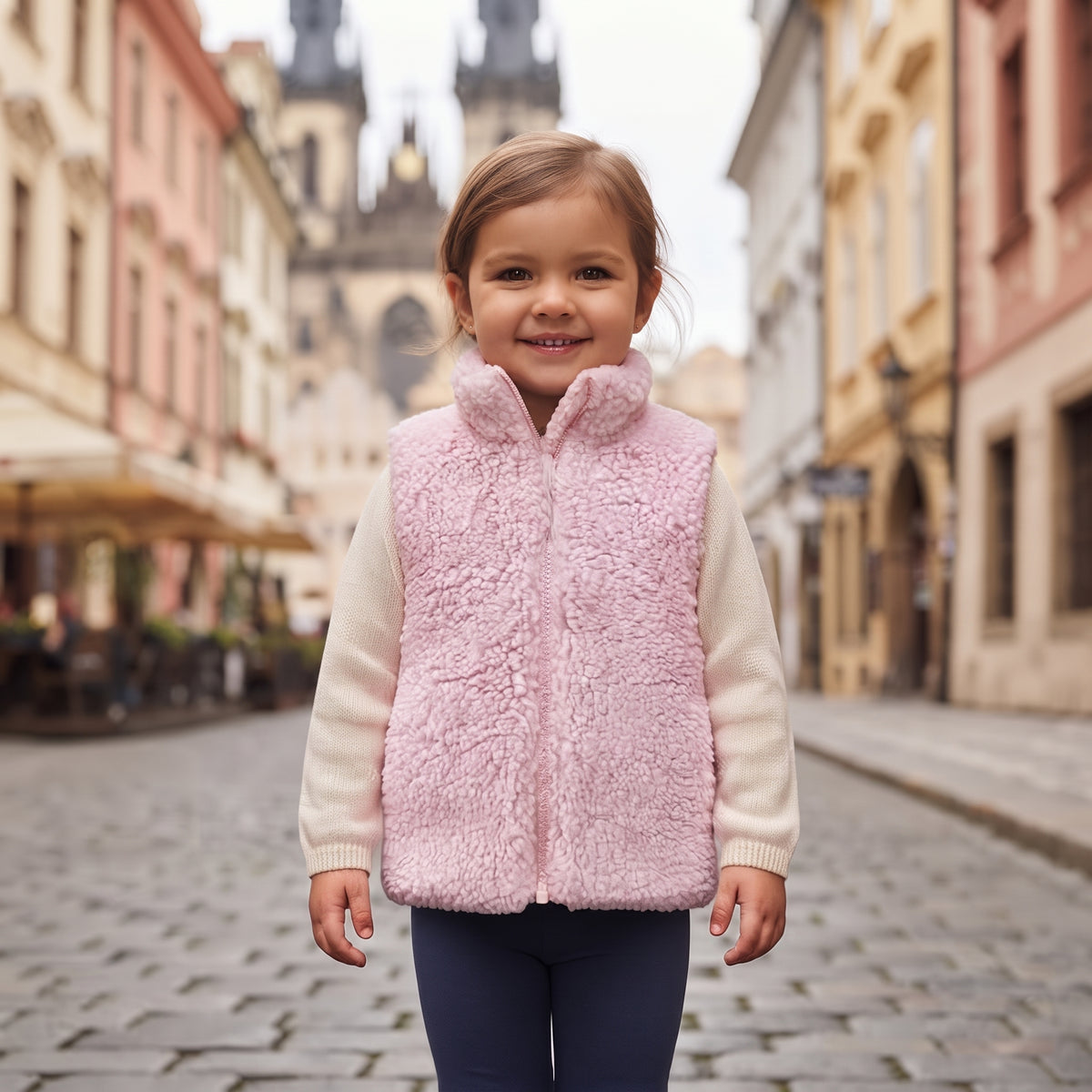 Monkey Mum® báránygyapjú mellény - Rózsaszín