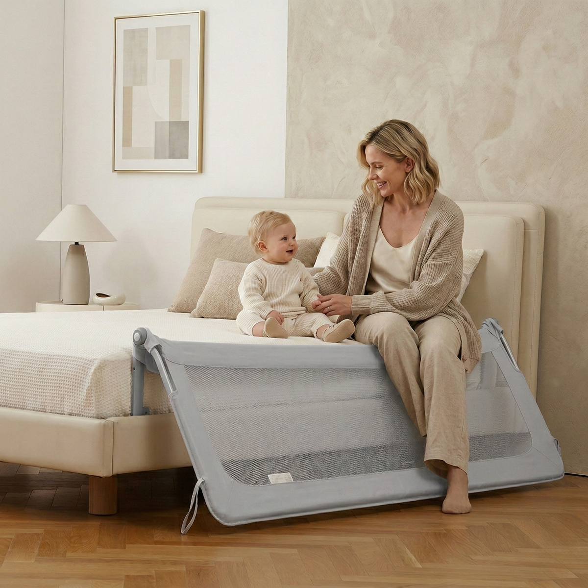 Zaštitna ograda za krevet Monkey Mum® Flip - otvorena