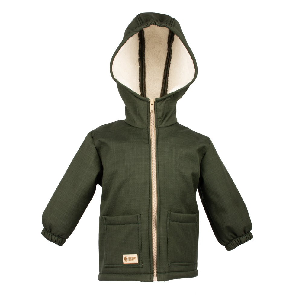 Dječja zimska softshell jakna s teddy podstavom Monkey Mum® - Khaki lovac