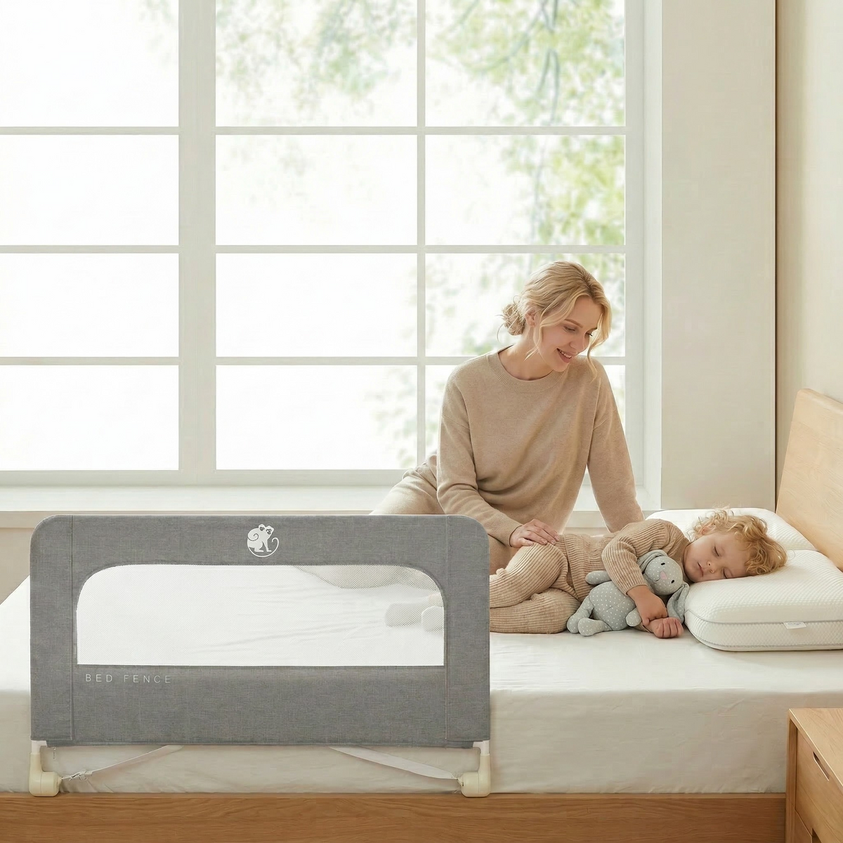 Zaštitna ograda za krevet Monkey Mum® Short - otvorena