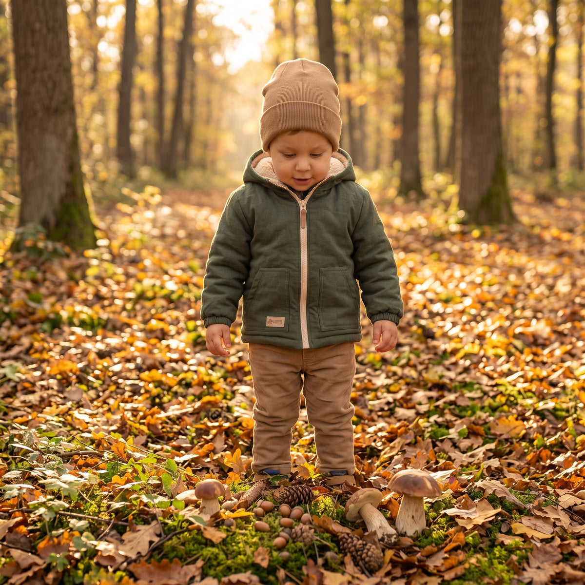 Dječja zimska softshell jakna s teddy podstavom Monkey Mum® - Khaki lovac