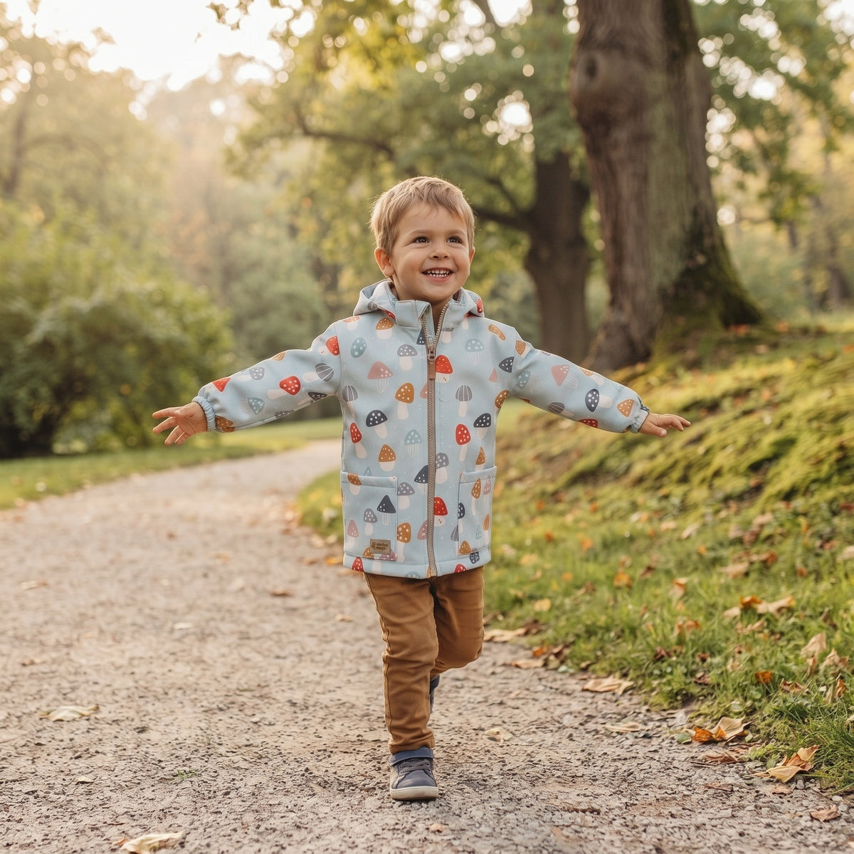 Children's Softshell Jacket with Membrane Monkey Mum® - Colorful Fly Agarics