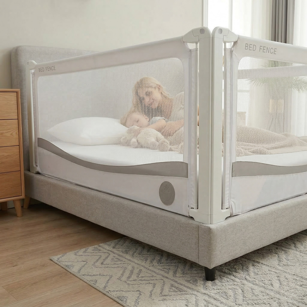 Monkey Mum® Premium Bed Rail - Light Gray - Unboxed