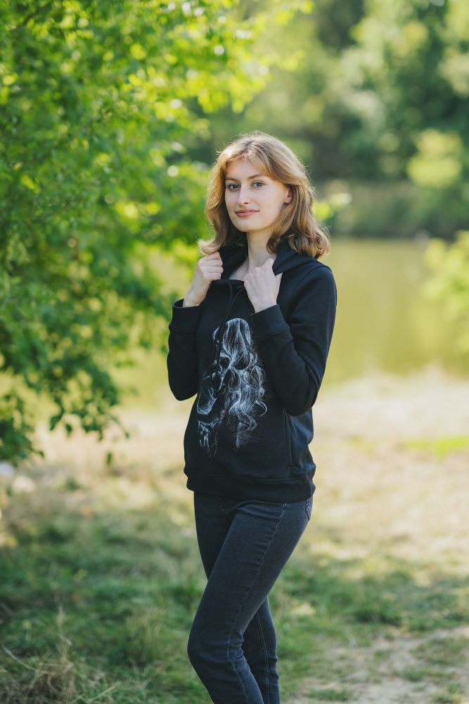 Majica s kapuljačom za dojenje Monkey Mum® crna - ljubeća mama