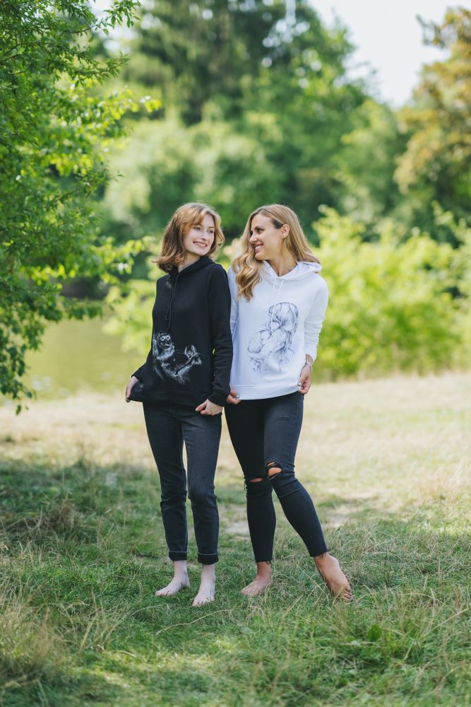 Dukserica za dojenje Monkey Mum® bijela - ljubeća mama