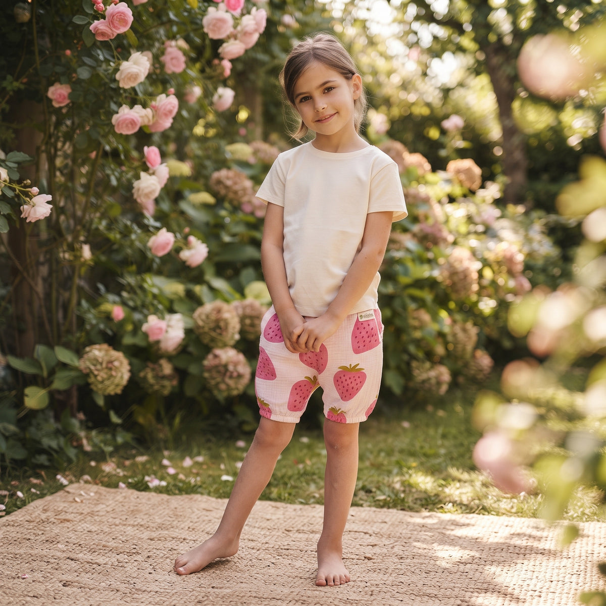 Monkey Mum® muslin shorts - Strawberry