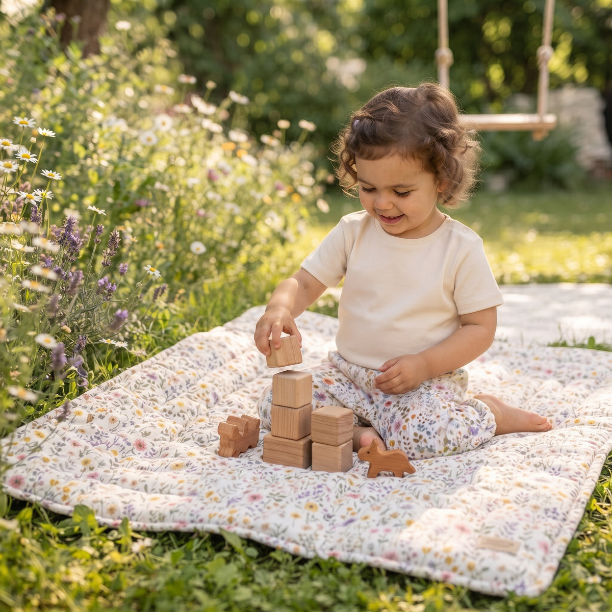 Monkey Mum® muslin shorts - Blooming Meadow