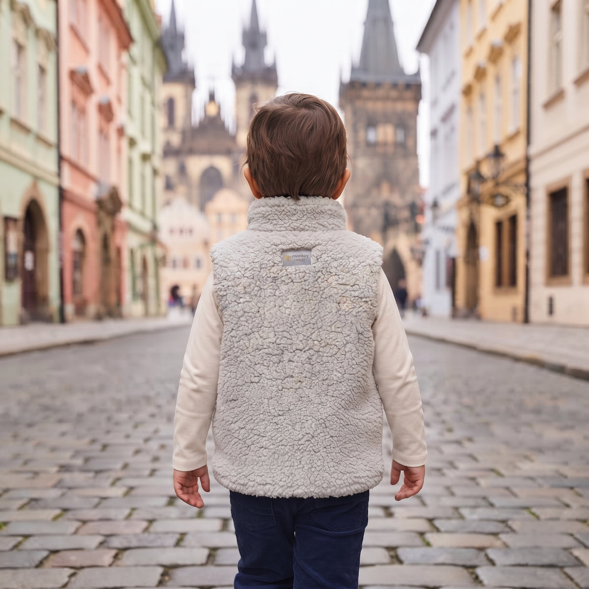 Monkey Mum® báránygyapjú mellény - Világosszürke