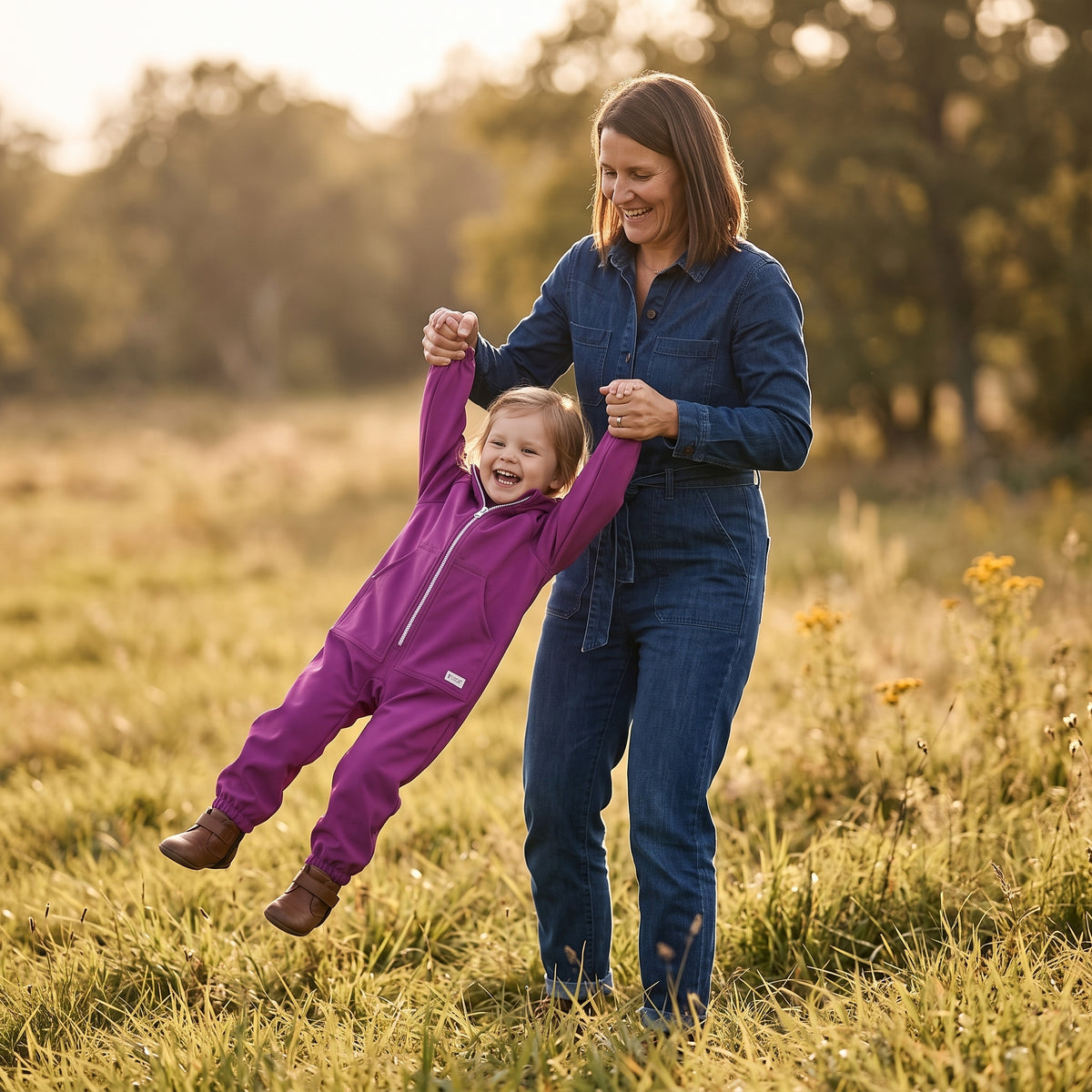 Monkey Mum® Softshell jumpsuit with membrane – Juicy Raspberry - size 98/104, 110/116
