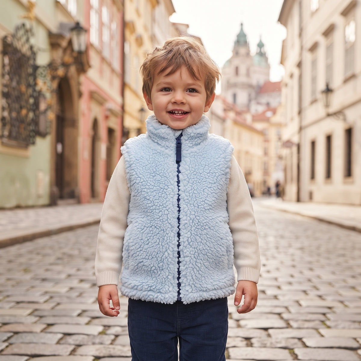 Monkey Mum® báránygyapjú mellény - Világoskék