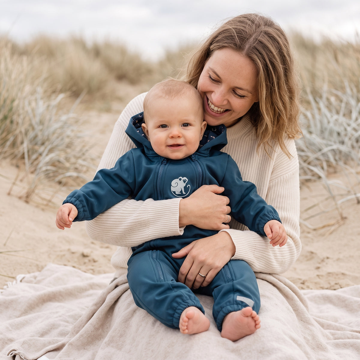 Monkey Mum® Softshell jumpsuit with membrane – Dinosaur Sky - size 62/68, 74/80