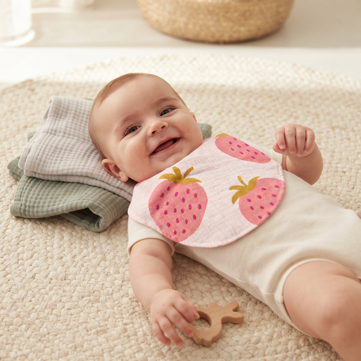 Monkey Mum® Muslin Bib - Strawberry
