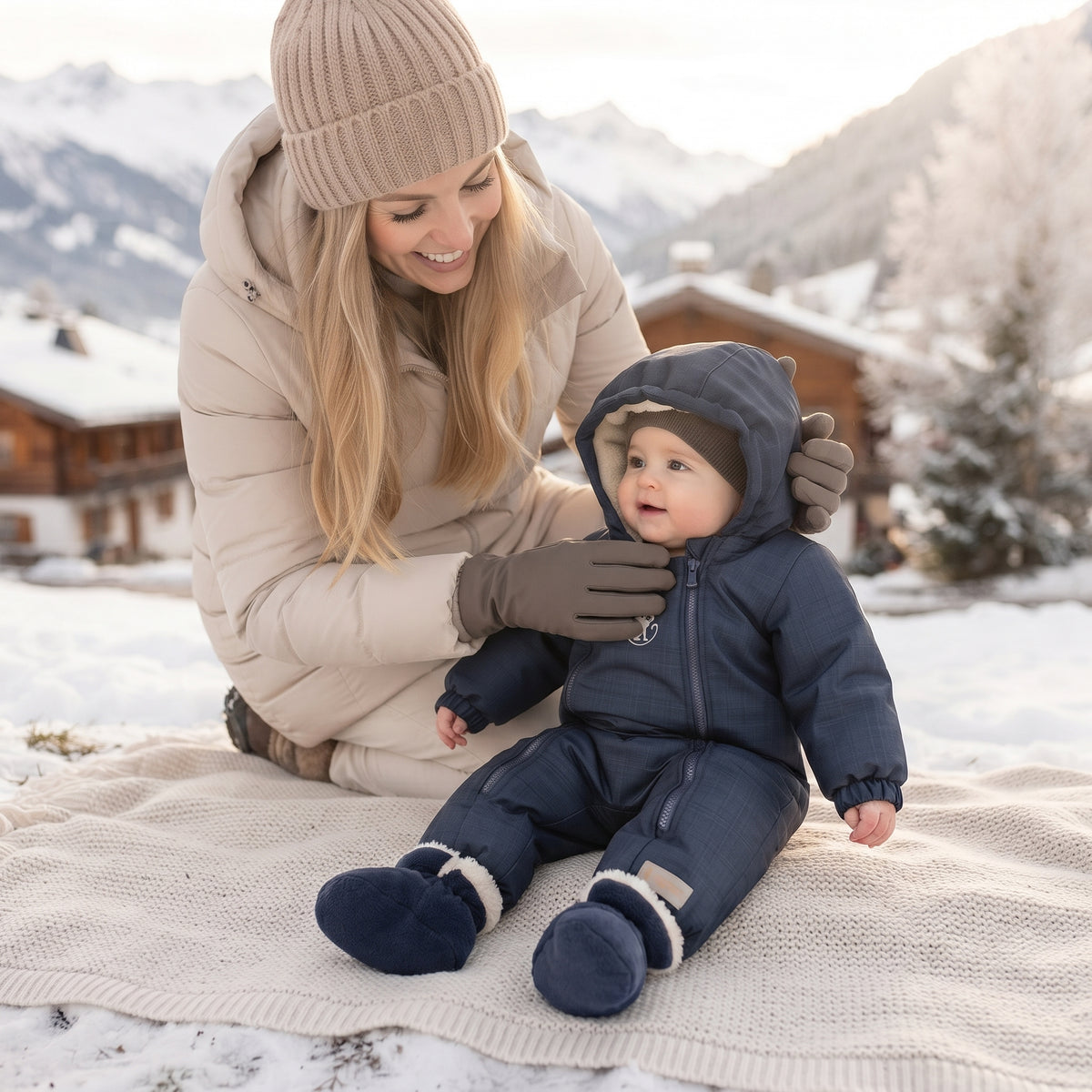 Monkey Mum® Children's Winter Softshell Snowsuit with Sherpa Lining - Fairy-Tale Evening Show, 2nd quality - size 62/68