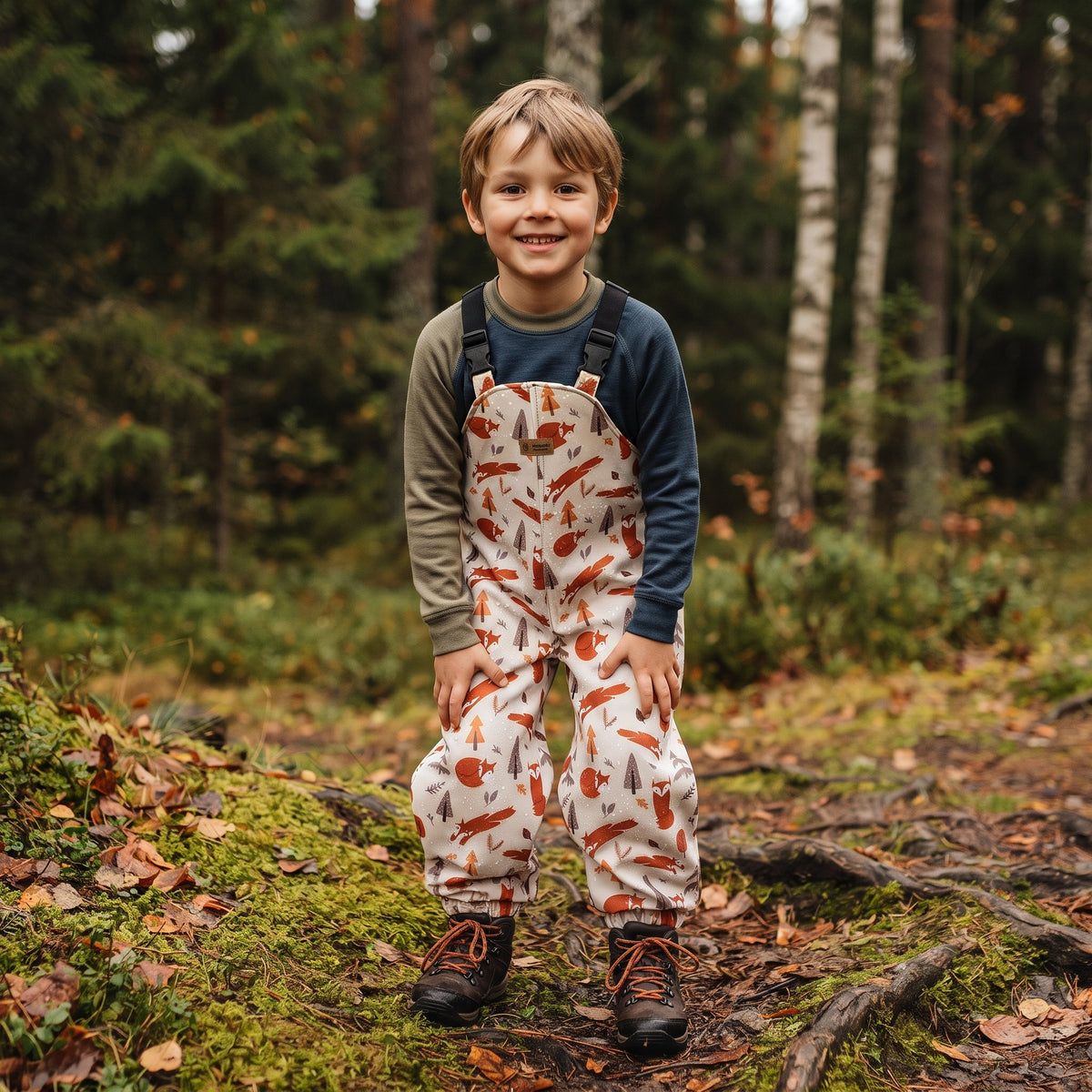 Monkey Mum® Softshell bib pants with membrane - Foxy Fun