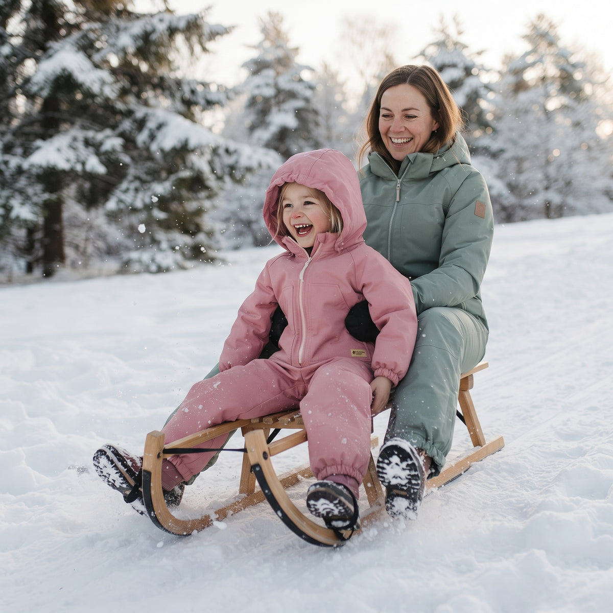 Monkey Mum® Barns vinter-softshelloverall med teddyfoder - Rosa får - stl. 98/104, 110/116