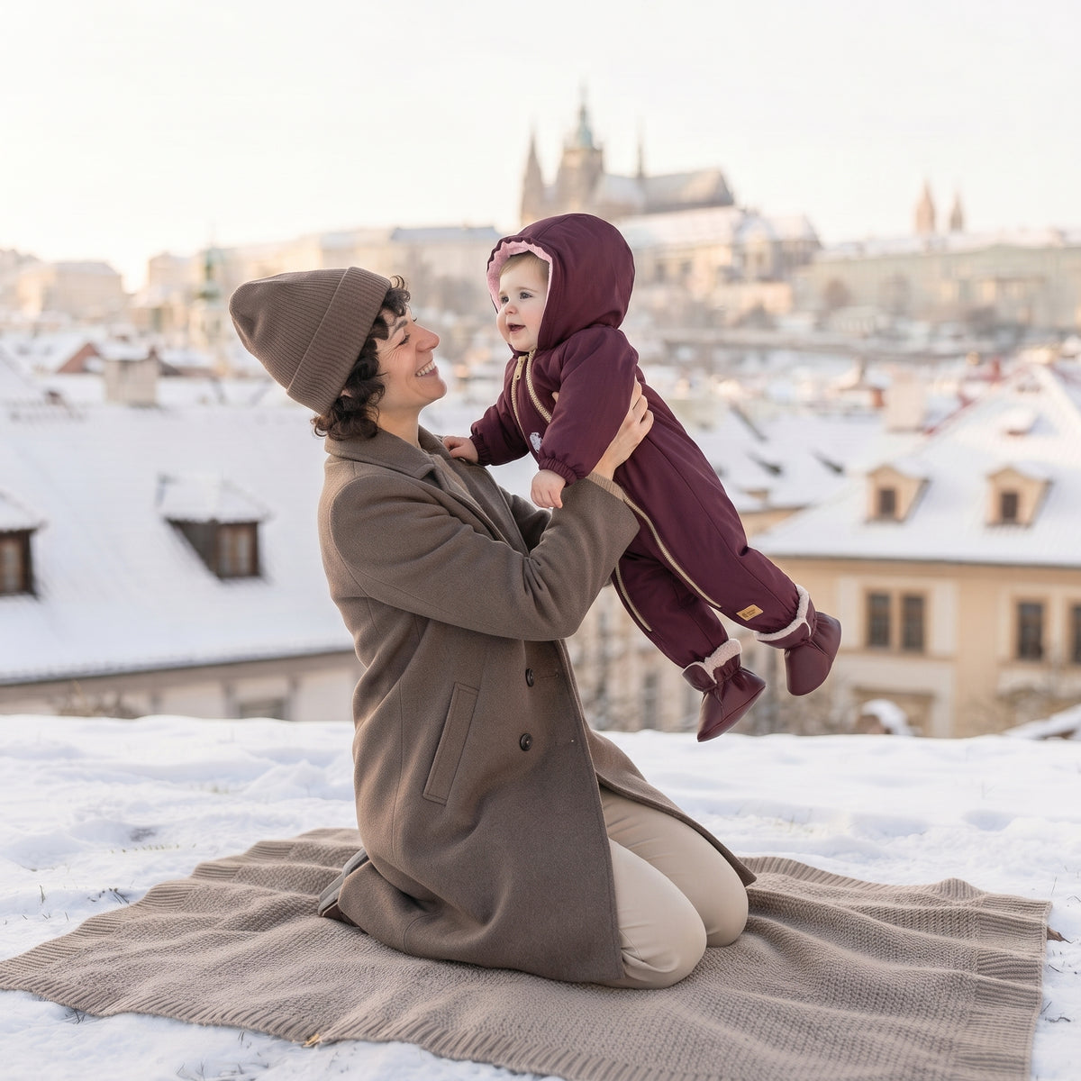 Monkey Mum® Dječji zimski softshell kombinezon s teddy podstavom - Bordo Crvenkapica - vel. 62/68, 74/80
