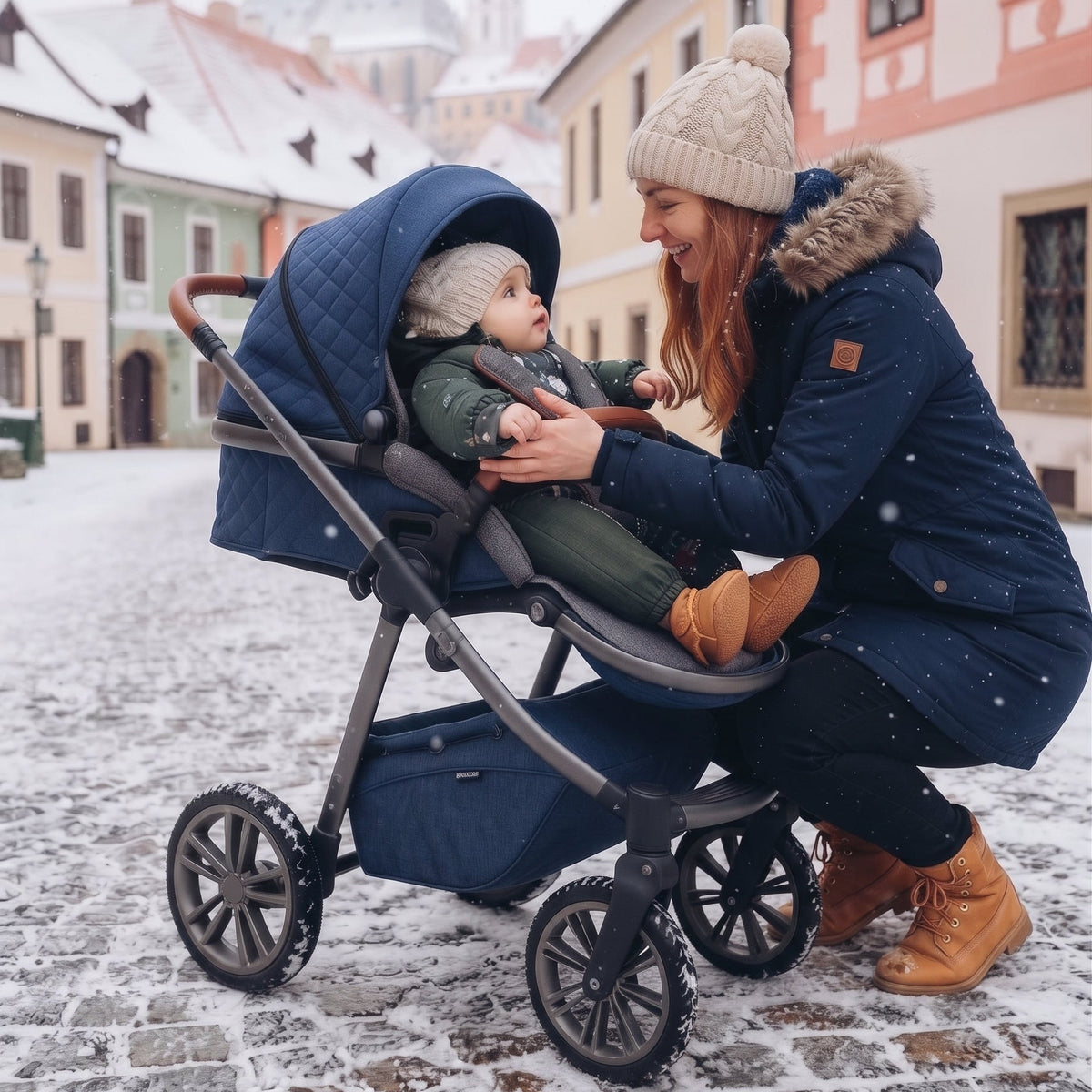 Monkey Mum® Children's winter softshell snowsuit with sherpa fleece - Khaki little hunter with a bear - size 62/68, 74/80