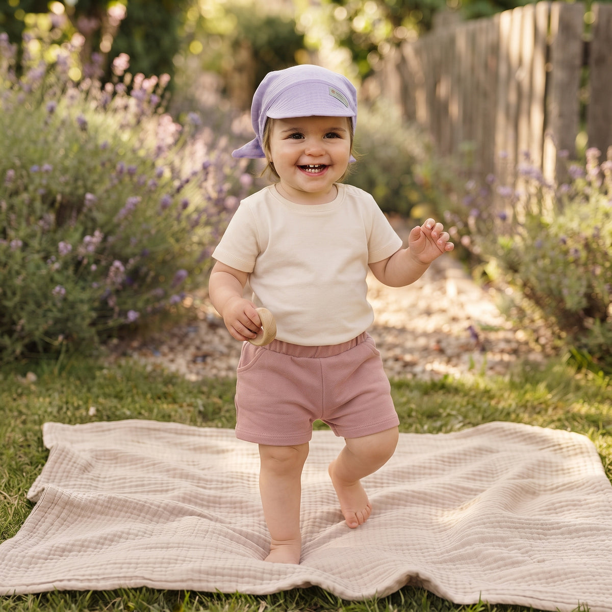 Monkey Mum® muslin scarf with visor - Violet