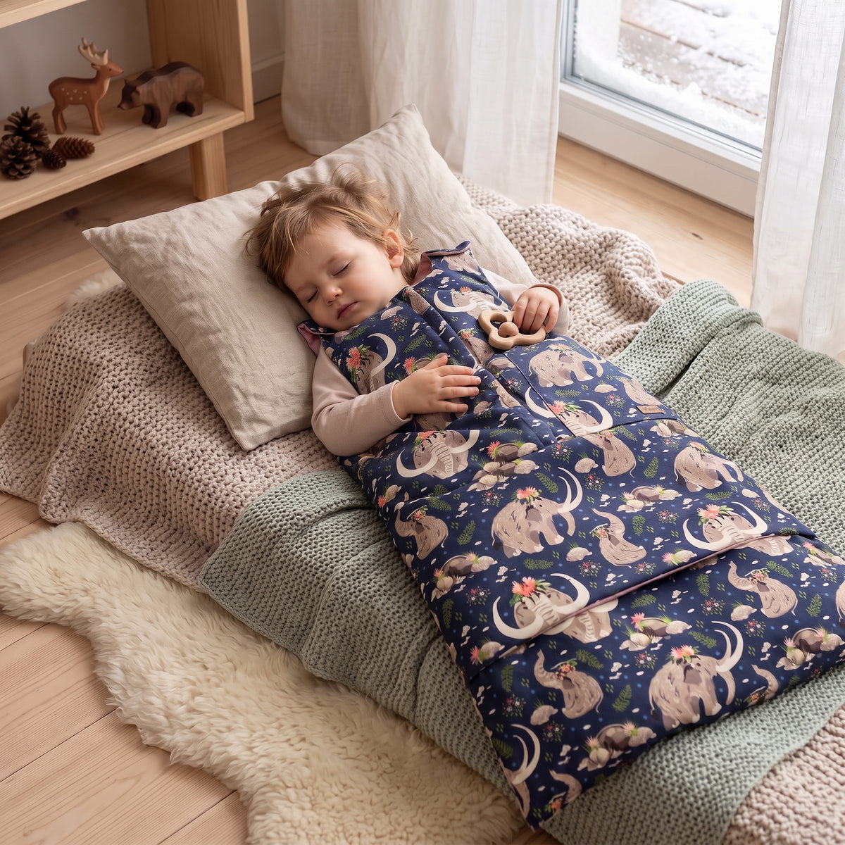 Vintervandrande sovsäck Monkey Mum® 0 - 4 år - set - Mammutprinsessa