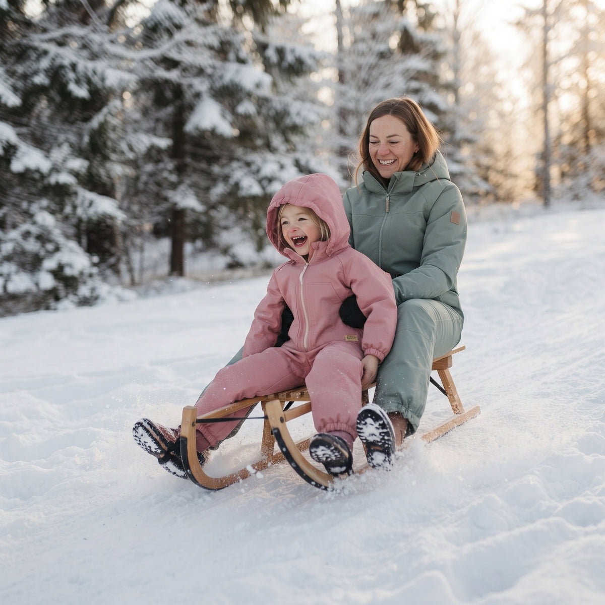 Monkey Mum® Children's winter softshell snowsuit with sherpa fleece - Pink sheep - size 98/104, 110/116