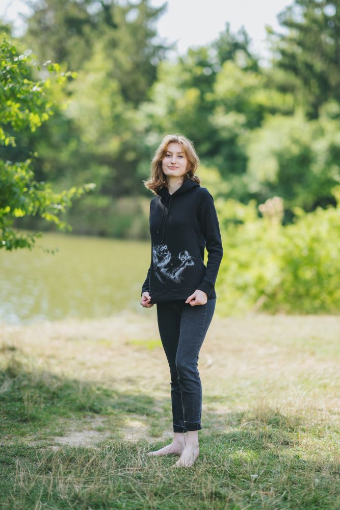 Dukserica za dojenje Monkey Mum® crna - majmunčić