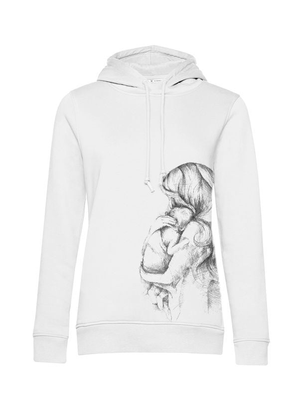 Dojilna majica s kapuljačom Monkey Mum® bijela - voljena mama, 2. kakvoća - vel. L
