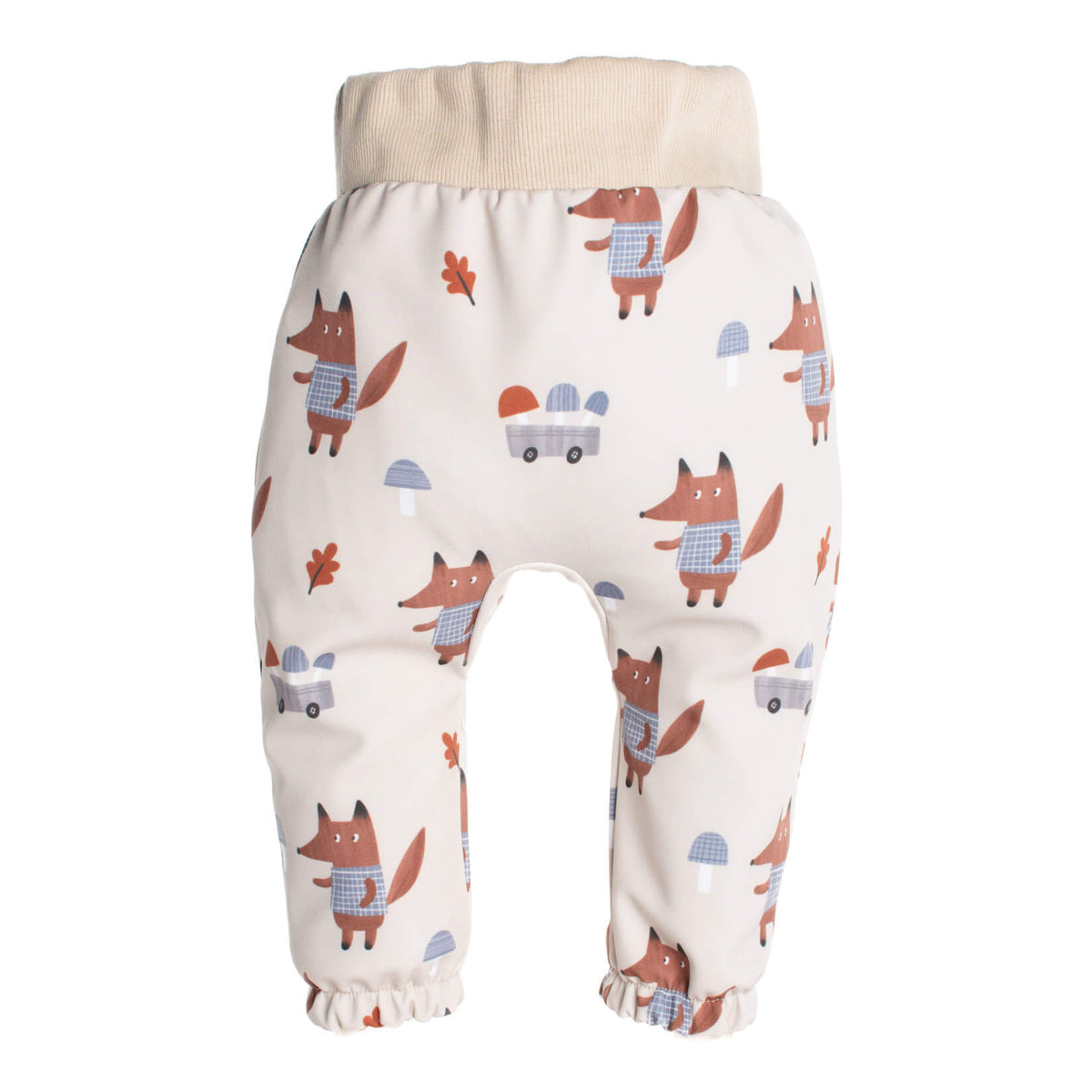 Children's softshell pants with membrane Monkey Mum® - Foxes on Mushrooms
