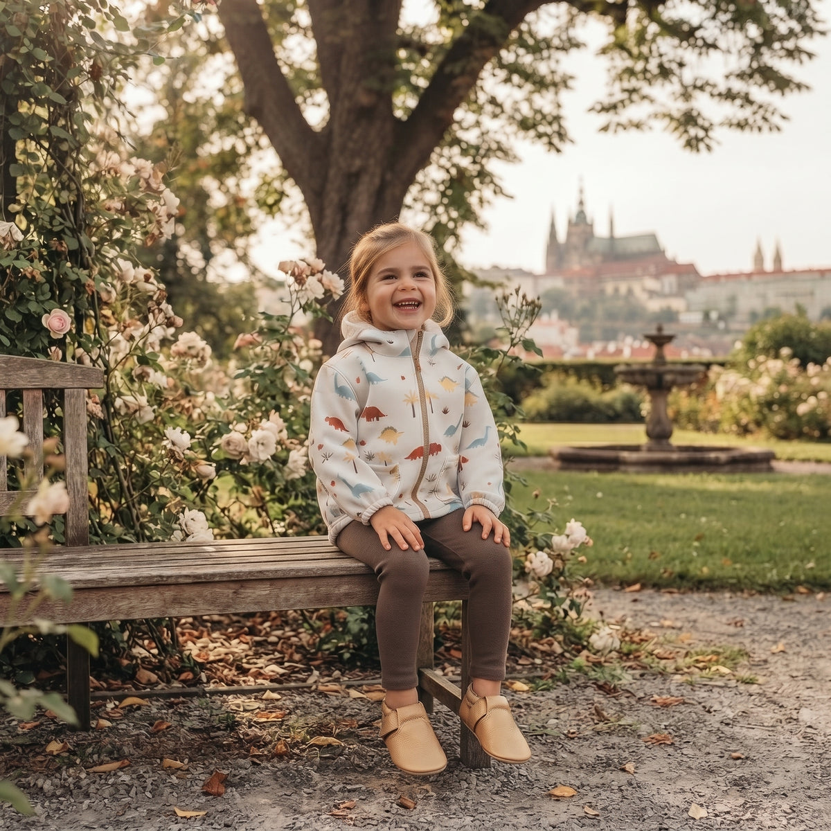 Barns softshelljacka med membran Monkey Mum® - Dinosaurieberättelse