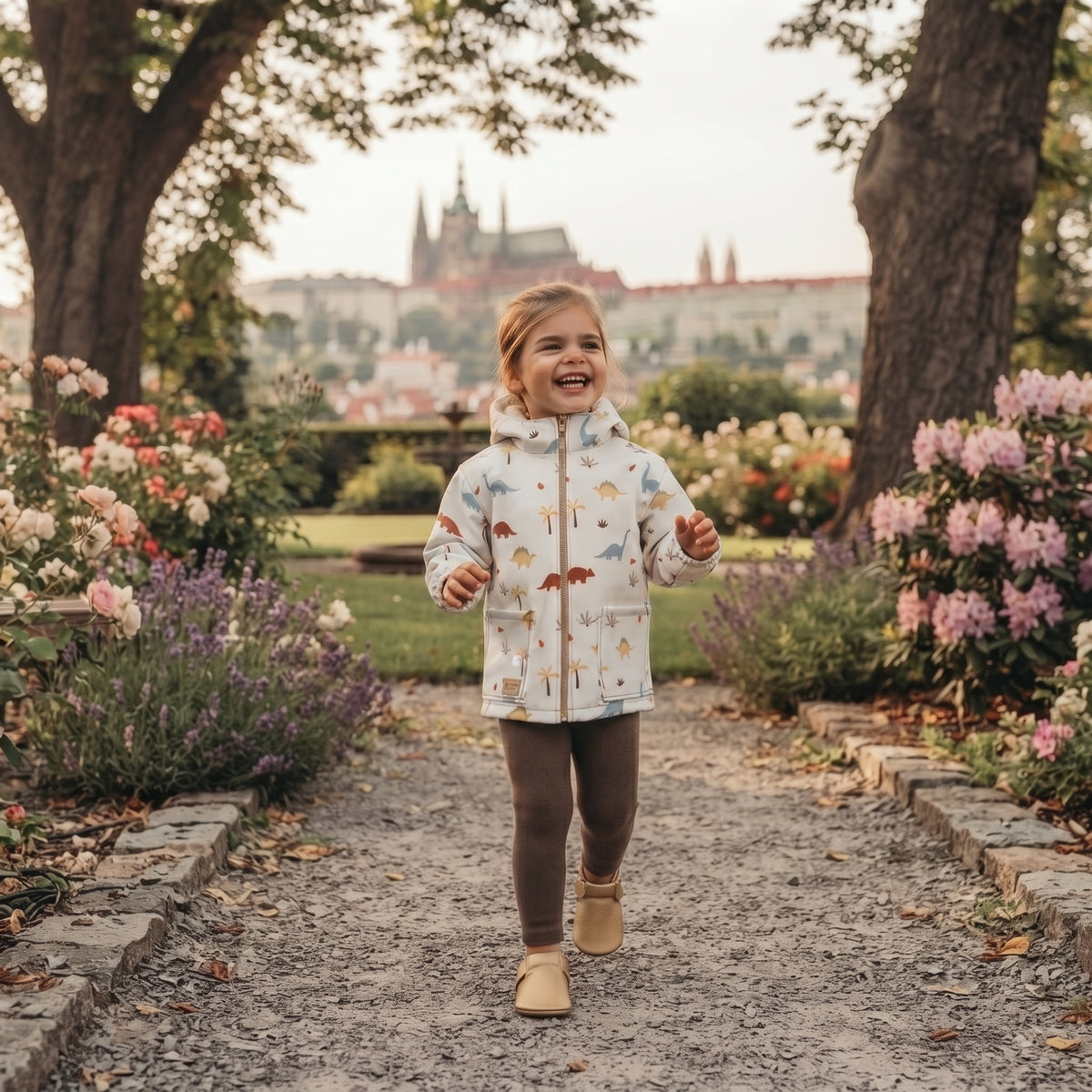 Barns softshelljacka med membran Monkey Mum® - Dinosaurieberättelse