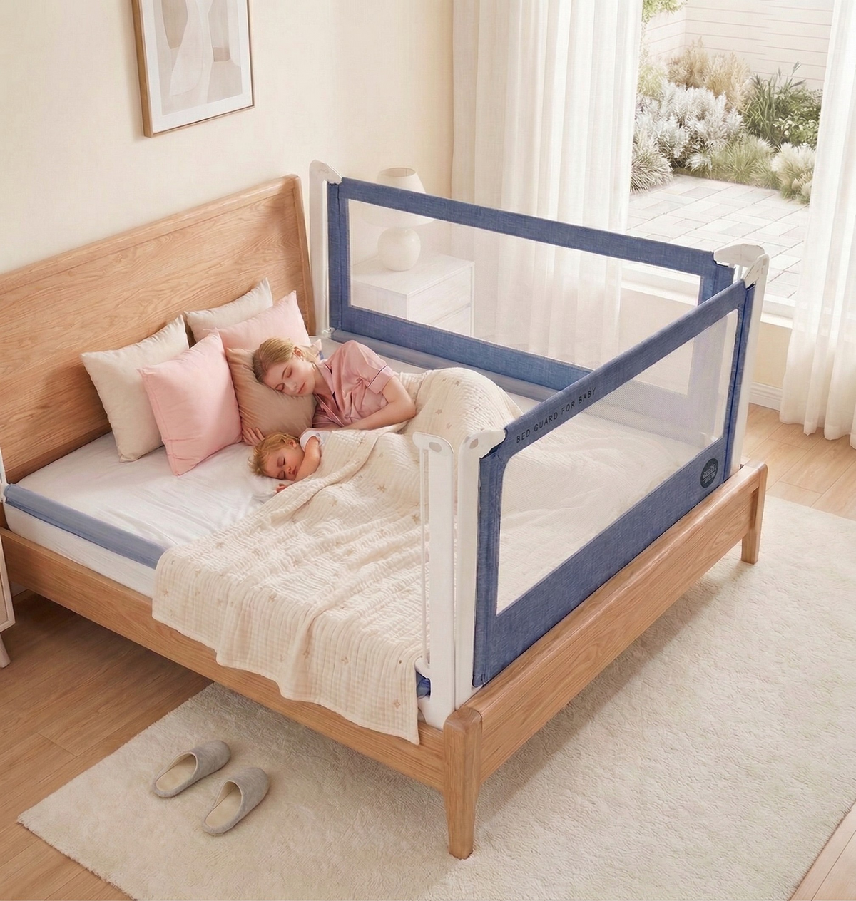 Zaštitna ograda za krevet Monkey Mum® Popular - tamnoplava - design - rasprodaja - otvorena