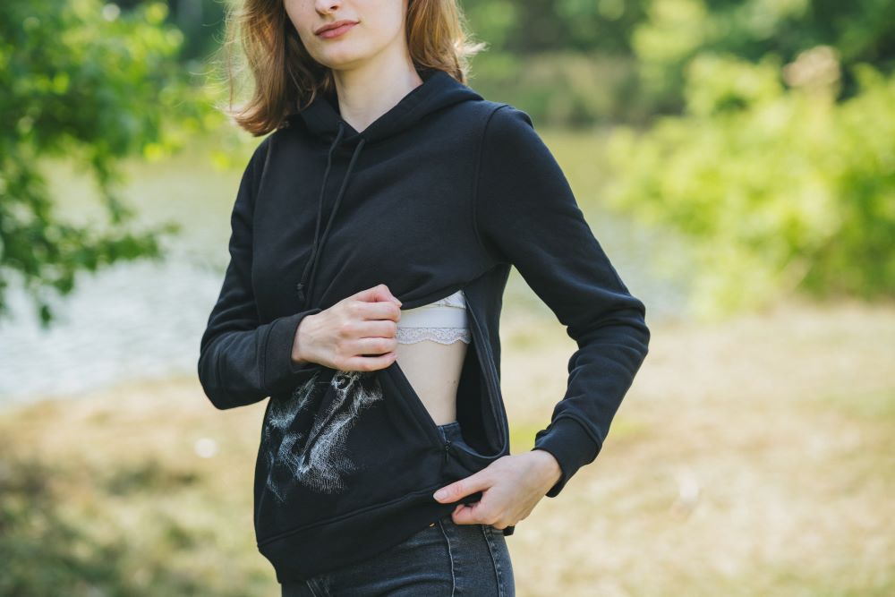 Dukserica za dojenje Monkey Mum® crna - majmunčić